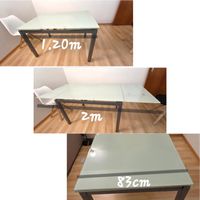 Ausziehtisch Glas Metall 1.20m-2m Breite 83cm