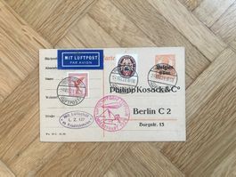 1929 Deutschland. Postkarte mit Luftschiff nach Berlin
