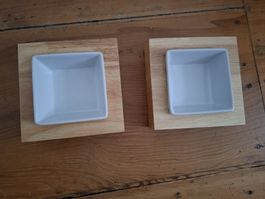 2er Set: Keramik-Napf auf Holz-Ständer, f. Katze/Hund 😺
