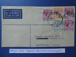 Malaya 1952 Flugbrief-Ausschnitt nach Neuveville
