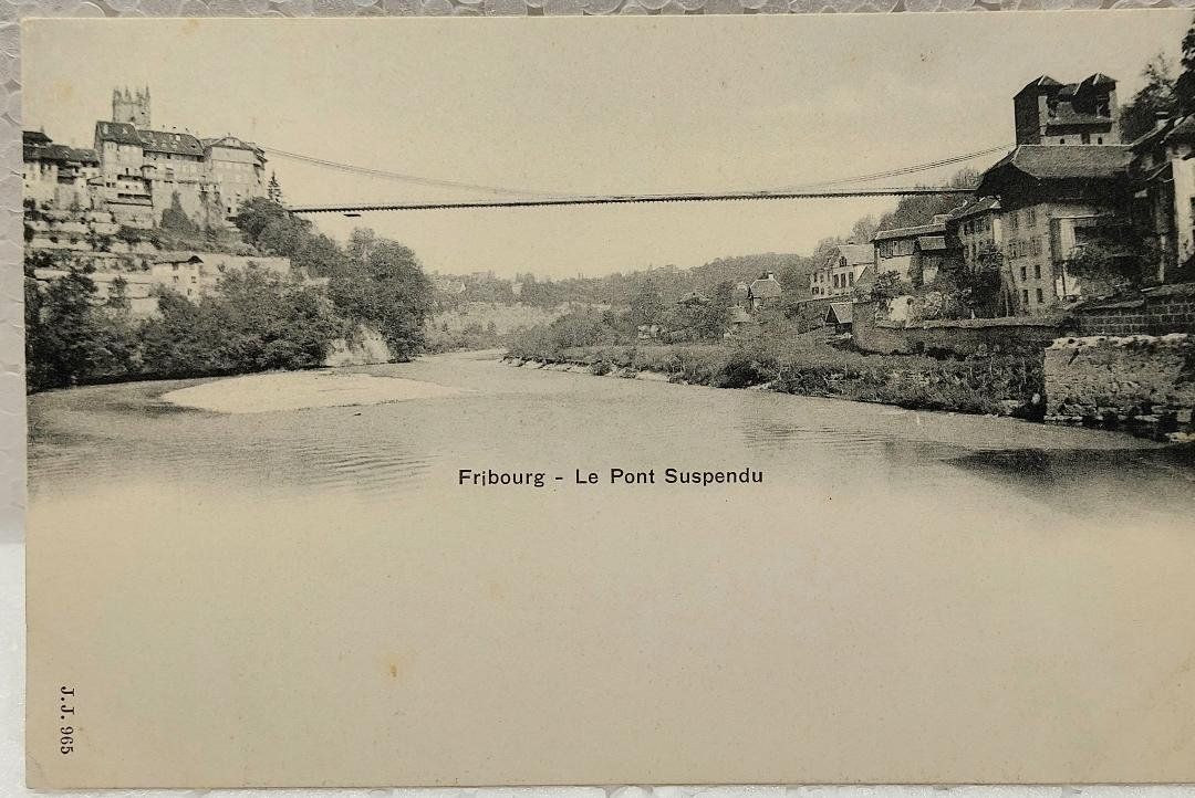 Cartoline postali: FRIBOURG  -  Le Pont suspendu – Usato da Delémont venduto da Domdom1