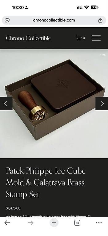 Patek Philippe Orologi: Patek Philippe Ice Cube Mold & Caltrava Brass Stamp Set – Nuovo e nell'imballaggio originale da Zürich venduto da shuenoma 4
