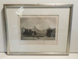 Stich antik St Helena Stich gerahmt   27 x 21 cm