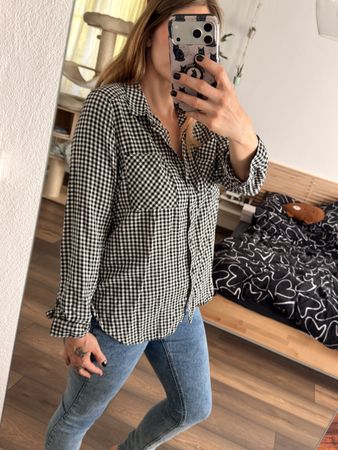 Karohemd H&M Grösse 42 Damen schwarz weiss guter Zustand