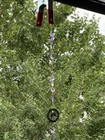 Feng Shui Windspiel mit Kristallen und Motiv Vögel Silber 40
