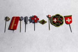 9x Vintage - ANSTECKNADELN, Winterhilfe, Schweiz, Bern, u.a.