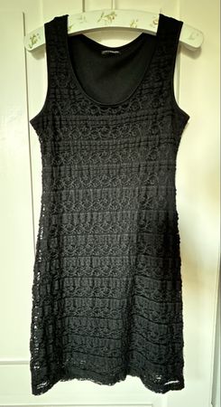 Elegant Black Lace Summer Dress, Size 40/42, like new