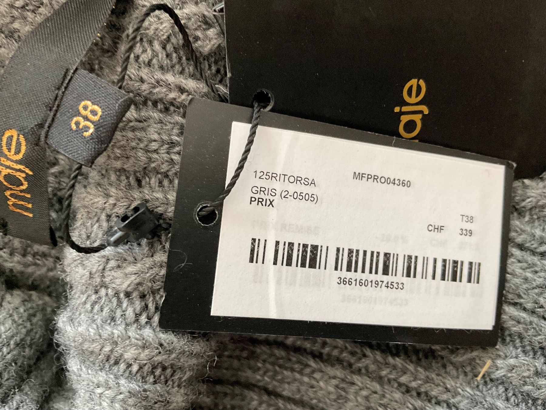 Maje Maglioni & Felpe: Maje Grobstrick Cropped Pullover Gr 38 grau NEU NP 339 – Nuovo e nell'imballaggio originale da Urdorf venduto da alda02 5