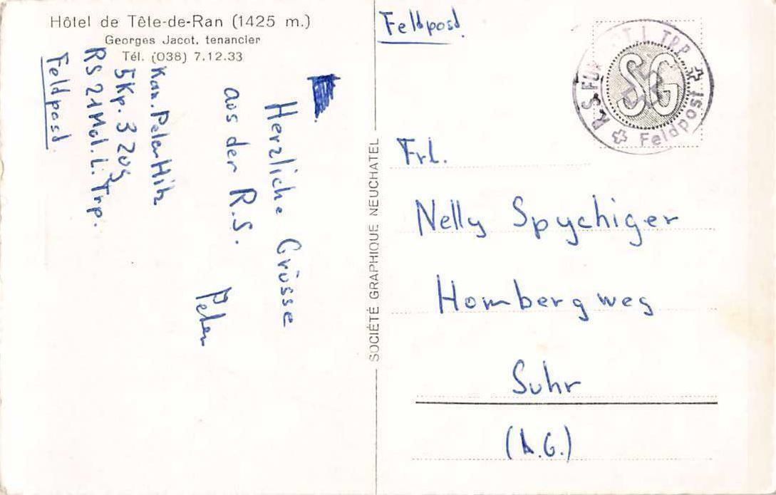 Cartoline postali: SOUVENIR du VAL de RUZ, 1950 – Usato da Winterthur venduto da SchatzchischtliWinti 1