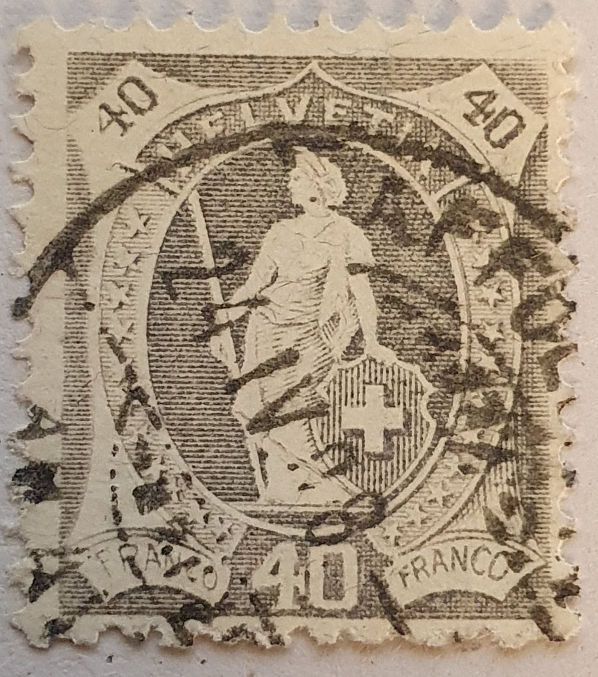 Alle Briefmarken: Stehende Helvetia 97A Kat. 100.- – Gebraucht aus Balgach von SIMEON27