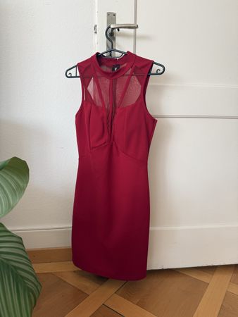 Red Dress with Mesh Top - Size M- Tiny Flaw on Back