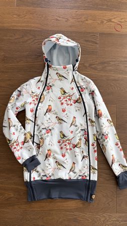 Soft-shel 2in1 Tragejacke in Top! Mit Vogelmuster