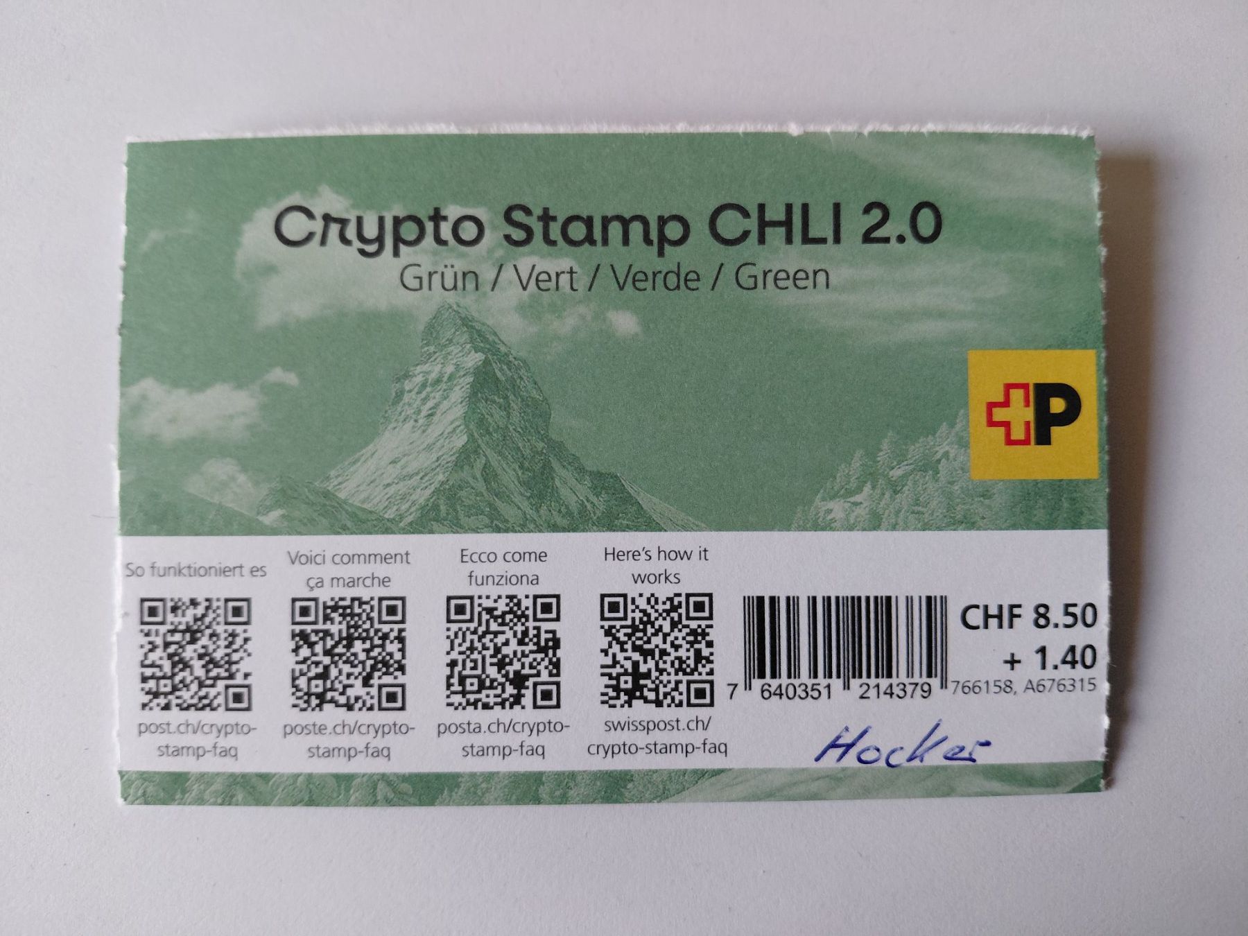 Tutti i francobolli: Crypto Stamp CHLI 2.0 Grün - Hocker – Nuovo (secondo la descrizione) da Wattwil venduto da yburgler