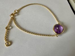 925 Sterling Silber Armband vergoldet mit Amethyst