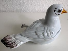 Keramik Sauciere in Form einer Taube 3-Teilig mit Löffel