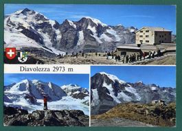 Diavolezza, 3-Bilderkarte, 1974, gelaufen, Grossformat