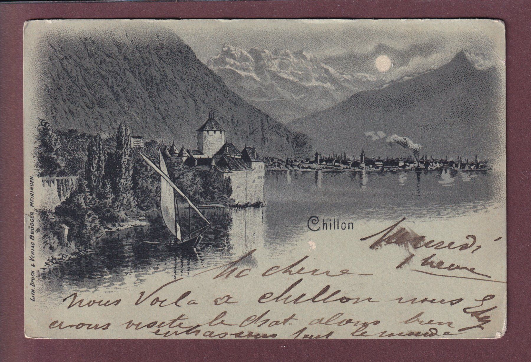 Ansichtskarten: CHILLON au clair de lune - 1899 – Gebraucht aus Pully von nicecards