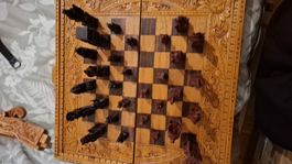 Jeu d'echiquiwr fait main scupte bois wt ebene