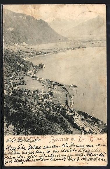 Cartoline postali: Territet /Lac Léman, Panorama et la Den – Usato da Berlin venduto da bartko-reher
