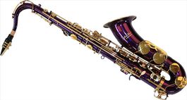 Tenor Saxophon in Show Violett + Gold mit Koffer, Mundstück