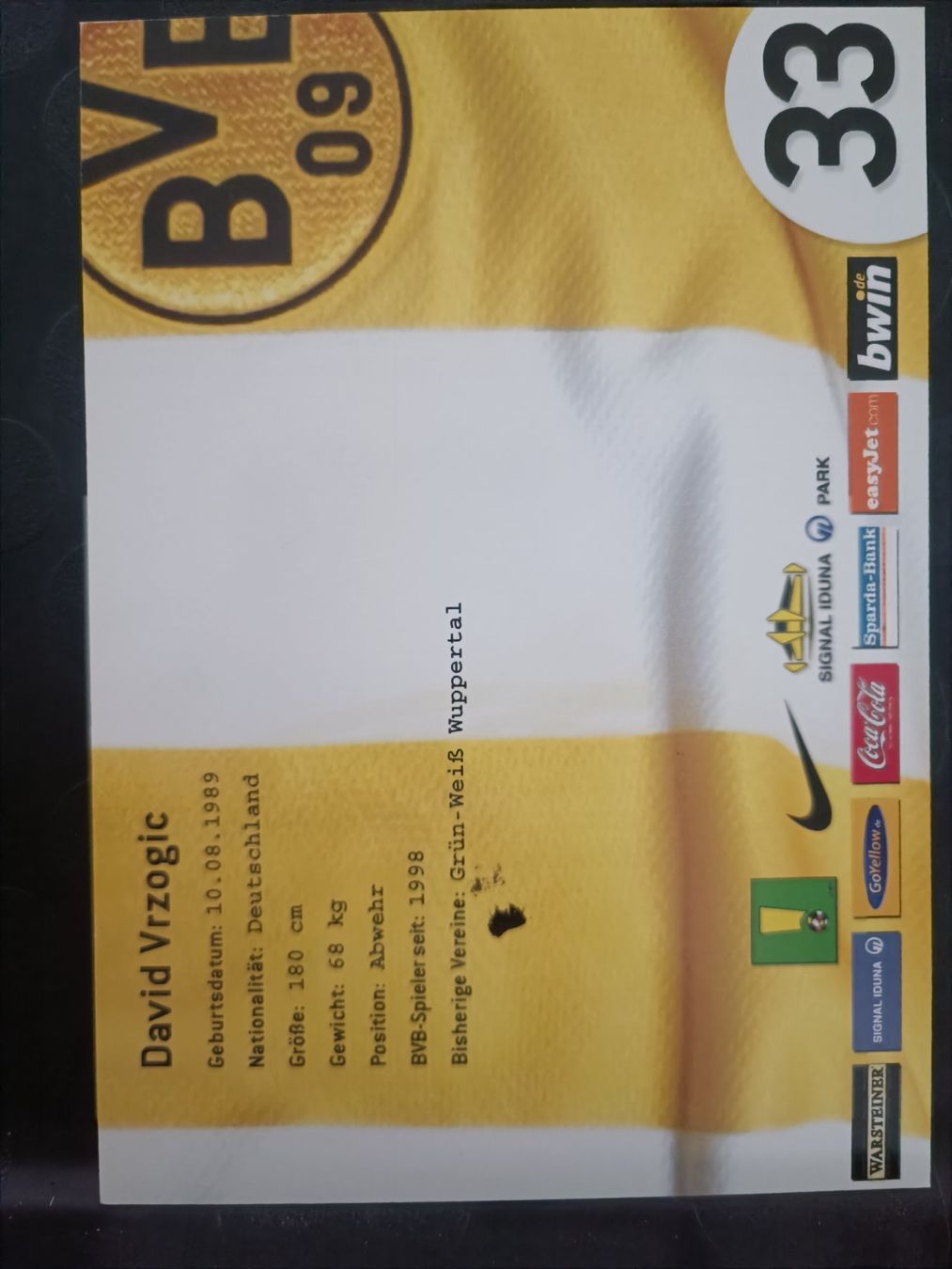 Autographes: David Vrzogic - BVB - Borussia Dortmund - Handsigniert – D'occasion à Menziken par Artographs 1