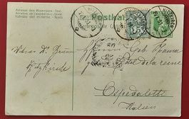 GANZSACHE ZUFRANKATUR AUSLAND HITZKIRCH LUZERN ITALIEN 1908