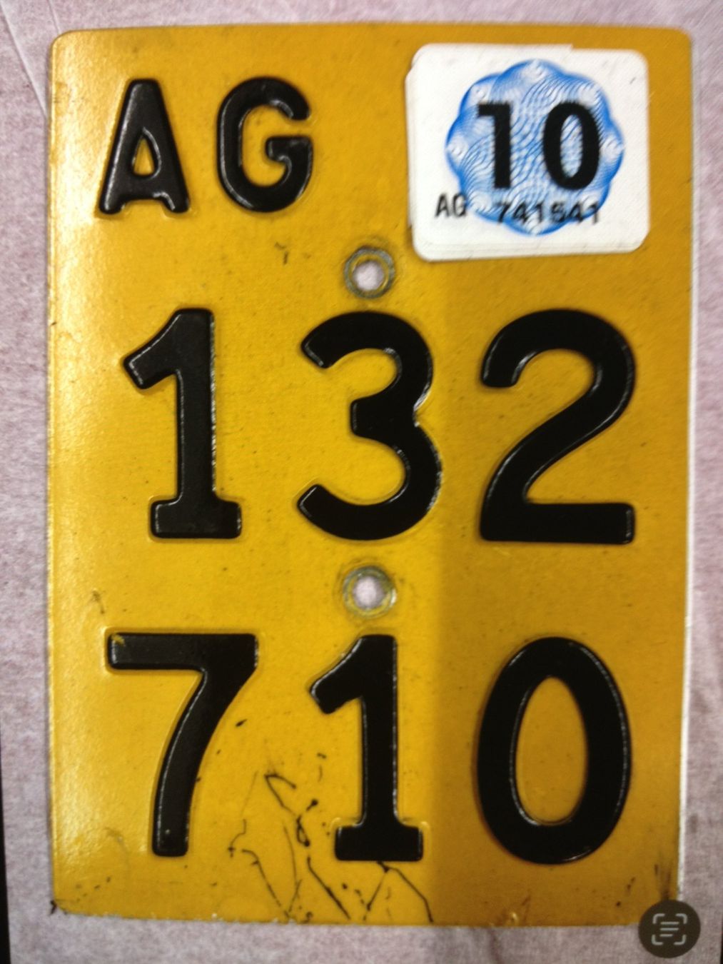 Insegne: Mofa Nummernschild  AG – Usato da Rickenbach LU venduto da Hulibu