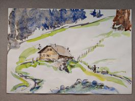 BENNO CAMENZIND – Alp Fräkmünt, Hergiswil, Aquarell 1986