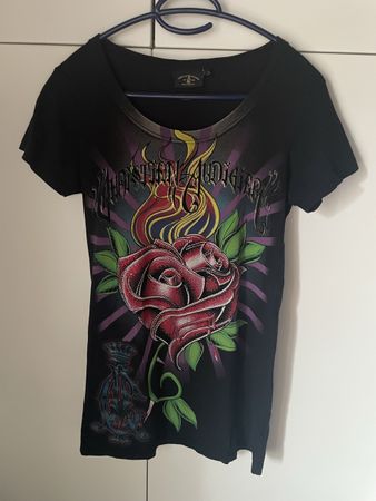 Christian Audigier T Shirt with Diamanté size M