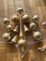 Goldene Christbaumspitze plus Kugeln/Glocken/Vögel, etc.