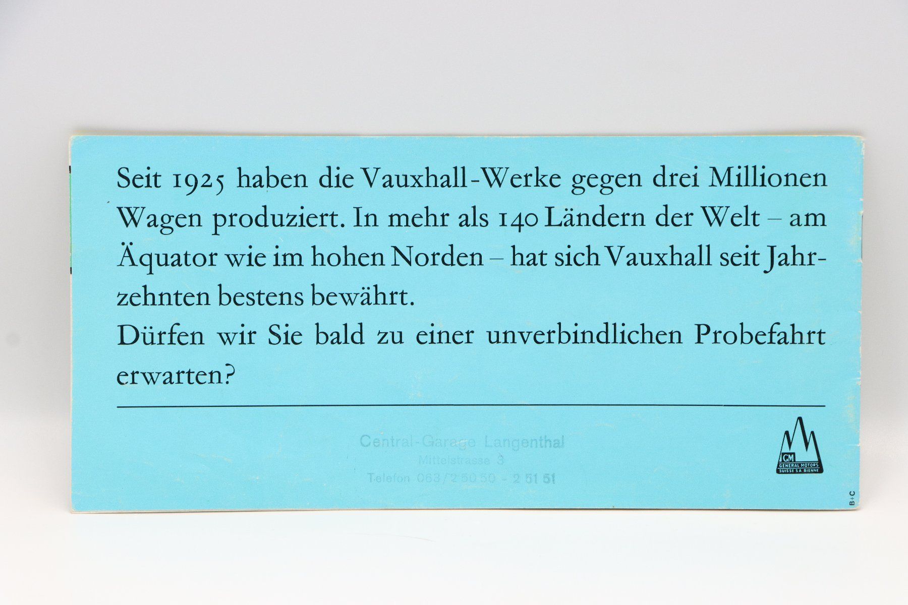 Vauxhall Dokumente: Vauxhall Modellprogramm 1963 Prospekt GM Bienne – Gebraucht aus Bühl b.Aarberg von Collectorpassions 1