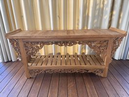 Handgeschnitzte Massivholz-Konsole / Sideboard – 170 cm