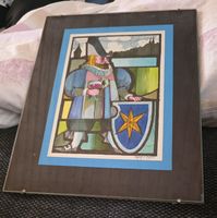 Glas Bild Ritter mit dem Kelch Wappenschild Kunstwerk