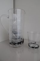 Krug und 4 Becher, Kunststoff mit CH Folklore-Deko - NEU