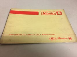 ALFA ROMEO ALFETTA QUADRIFOGLIO SUPPLEMENTO USO MANUTENZIONE