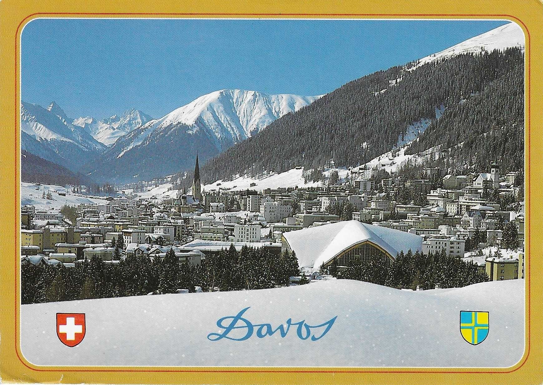 Cartoline postali: Davos mit Eissporthalle GR – Usato da Rothrist venduto da Stranglehold