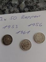 3x 50 Rappen silber 1953 , 56 , 61