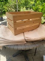 200 Baumwolltaschen–OEKO -TEX, einseitig BEDRUCKT+ Holzkiste