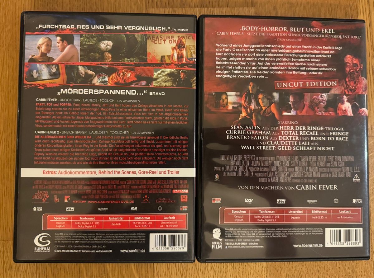 Tutti i DVDs: DVD: Cabin Fever 1-3 – Usato da Belp venduto da Smiley90 1