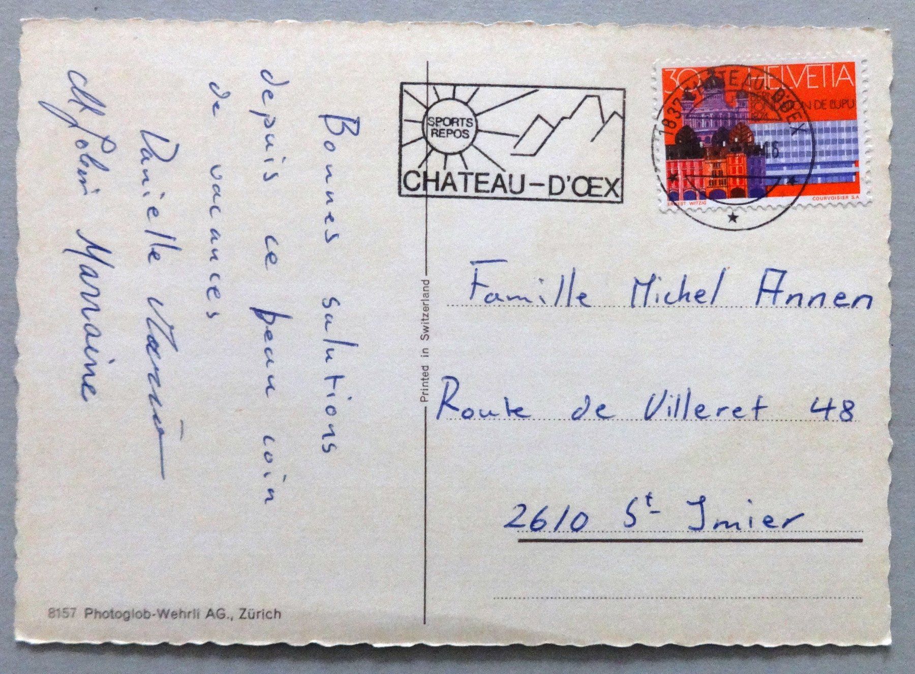 Cartes postales: Institut Alpin, Videmanette – D'occasion à Fétigny par Billy2miny 1