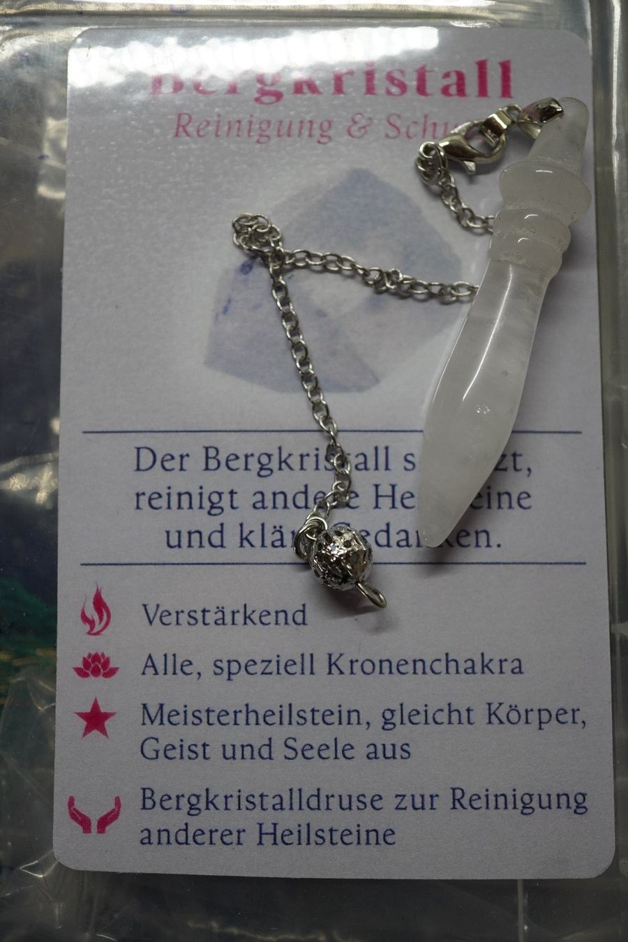 Minerali & Pietre curative: Pendel Bergkristall – Nuovo e nell'imballaggio originale da Eschenbach SG venduto da bushika