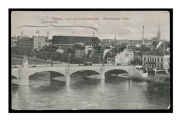 BASEL - 1907 "neue mittl. Rheinbrücke. Kleinbaseler Seite"