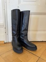 Schwarze Lederstiefel mit Platteausohle Gr. 41, Top Zustand!