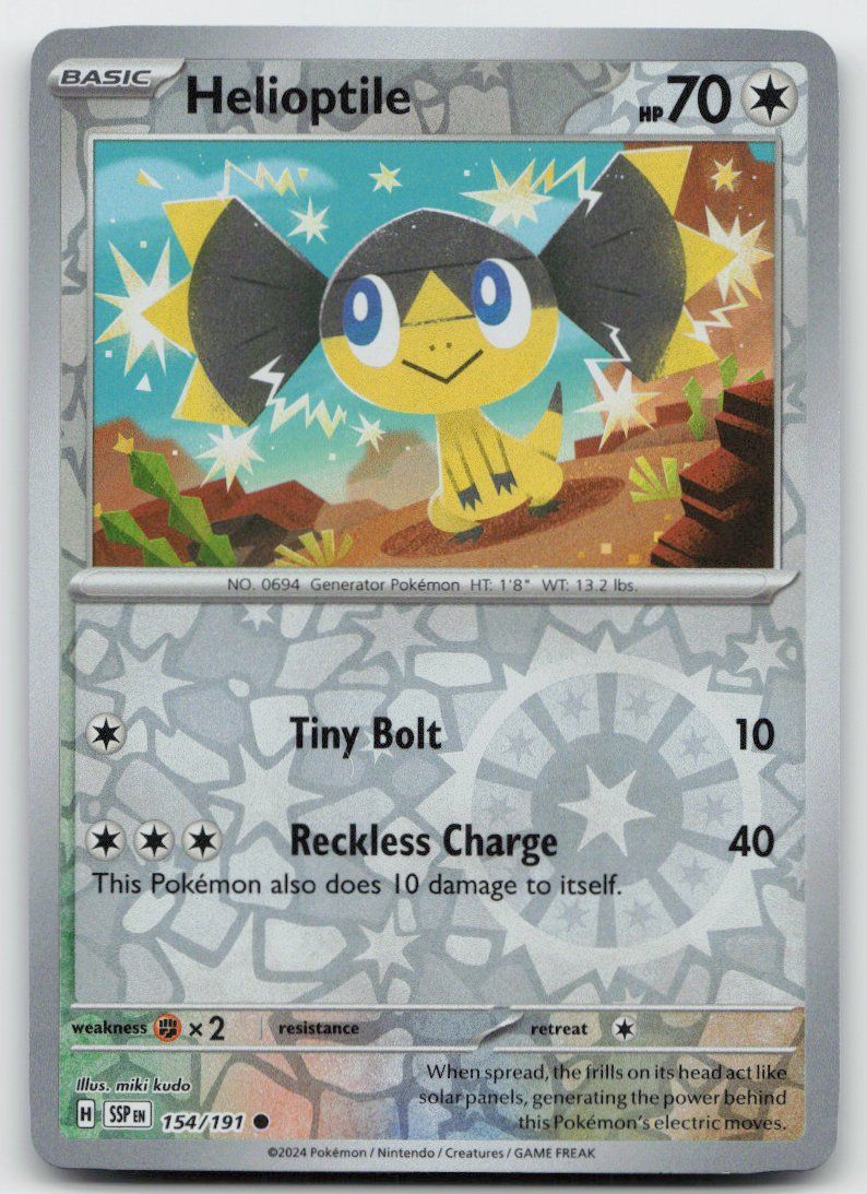 Pokémon Sammelbilder & Trading cards: Pokemon Helioptile Reverse 154/191 SSP EN 2024 – Gebraucht aus Lugano von VlaseCard