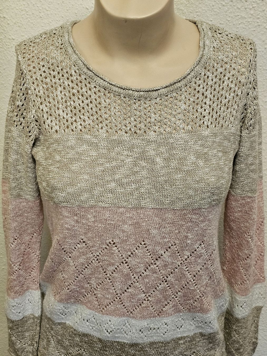 Maglioni & Felpe: Laura Kent Damen Pullover Beige/Rosa mit Ajourmuster Gr. 38  – Usato da Urdorf venduto da ole_mrp9 1
