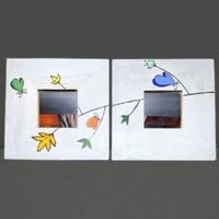 🦋Vintage Holz Spiegel Set Handbemalt 🦋Deko Bilderrahmen 🦋