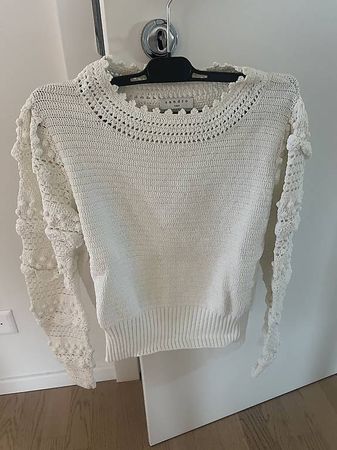 Sandro Paris Häkelpullover  Cremeweiß