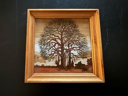 Altes gerahmtes Bild mit Baum Motiv für die Wand!