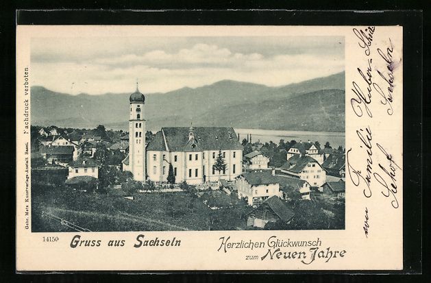 Cartoline postali: AK Sachseln, Kirche im Ortsbild, 1901 – Usato da Berlin venduto da bartko-reher
