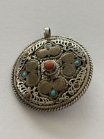 Echtschmuck Anhänger Silber925 mit Koralle & TürkisVintage 